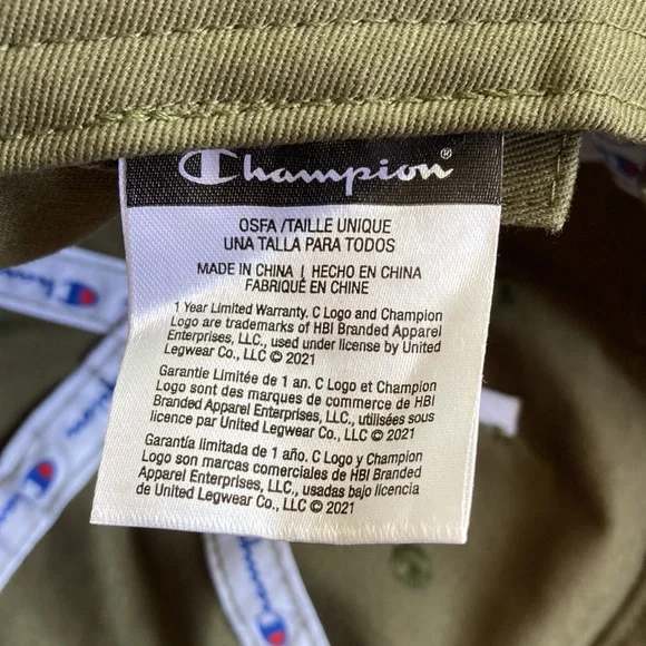 CHAMPION Olive Green Baseball Cap - Picture 3 of 7